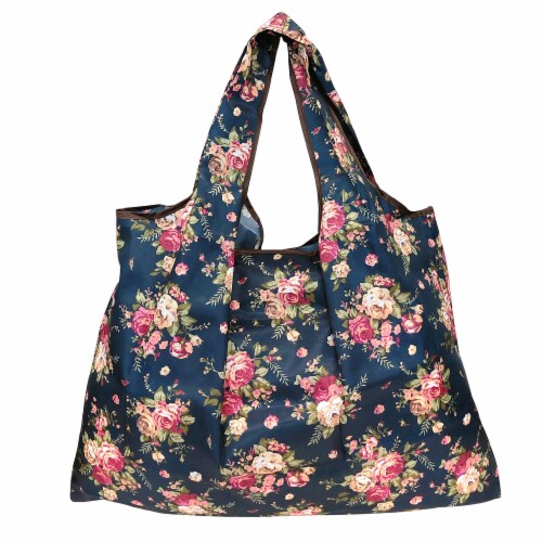 Wrapables Large Nylon Reusable Shopping Bag, Corsage Perspective: back