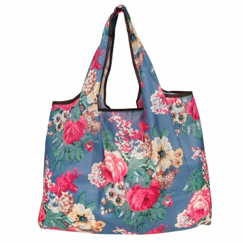 Wrapables Large Nylon Reusable Shopping Bag, Bouquet Perspective: back