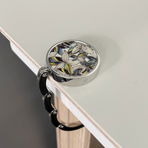 Wrapables Scenic Purse Hook Hanger, Foldable Handbag Table Hanger, Star Flower Perspective: back