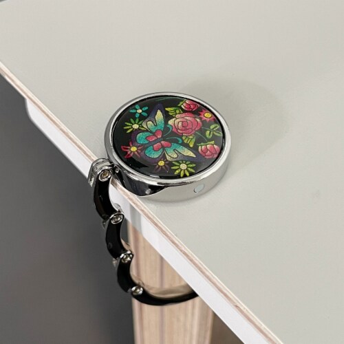 Wrapables Scenic Purse Hook Hanger, Foldable Handbag Table Hanger Shimmery Butterfly