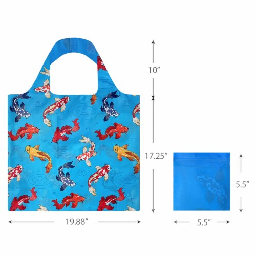Wrapables AllyBag Collection Reusable Shopping Bag, Koi Fish Perspective: back
