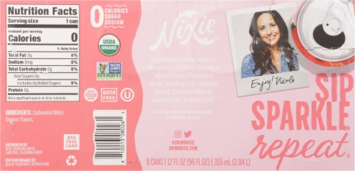 Nixie Strawberry Hibiscus Flavored Sparkling Water Cans Perspective: back