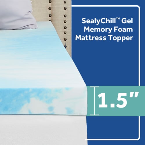 Sealy 1.5-Inch SealyChill™ Gel Memory Foam Mattress Topper Queen Perspective: back