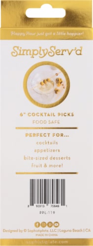 Simply Serv'd Cocktail Picks - Gold Perspective: back