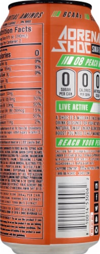 ASHOC Accelerator Peach Mango Smart Energy Drink Can Perspective: back