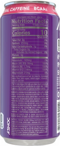 Adrenaline Shoc Acai Berry Smart Energy Drink Perspective: back