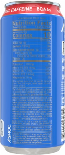 ASHOC Accelerator Blue Raspberry Energy Drink Can Perspective: back