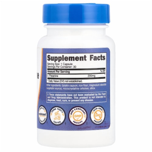 Nutricost® L-Theanine Supplement Capsules 200mg Perspective: back