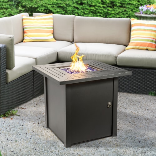 Peaktop Outdoor Square 30  Propane Gas Fire Pit with Steel Base HF45701AA-S Perspective: back