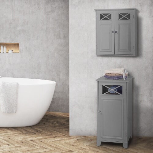 Elegant Home Fashions Bathroom Wall Cabinet With Two Doors Grey Dawson EHF-6810G Perspective: back