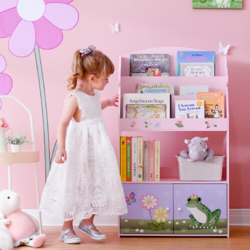 Fantasy Fields Kids Magic Garden Wooden Bookcase Book Shelf Organizer Rack Pink Perspective: back