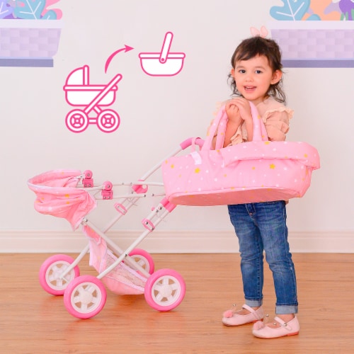 Twinkle Stars Foldable Princess Baby Doll Jogging Stroller Dolls Pram Pink 1 Gerbes Super Markets