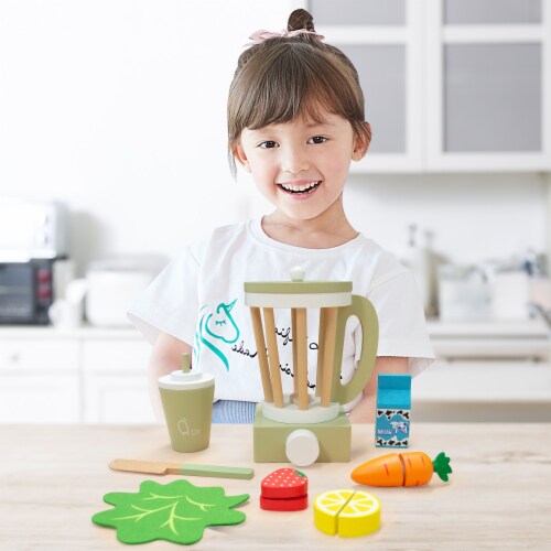 Teamson Kids Little Chef 13 piece. Wooden Play Kitchen Blender Accessory Set Natural Green 1 Mariano s