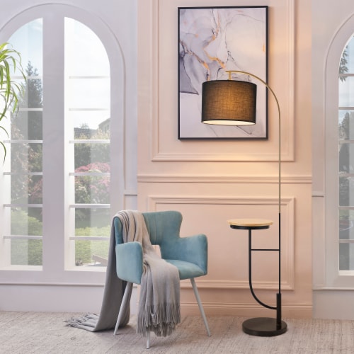 Versanora Modern Metal Arc Floor Lamp w Rotating Shade Built In Table USB Charging Port 1 Mariano s