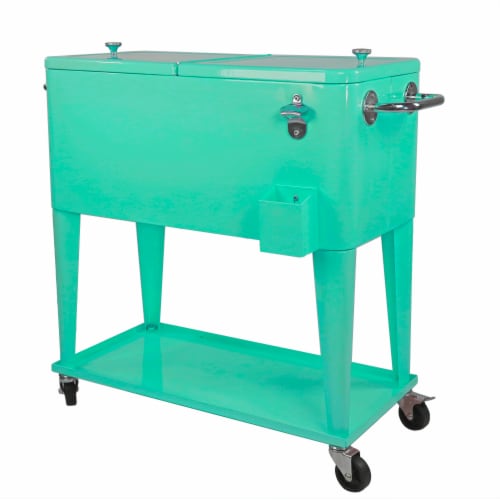 Home Aesthetics Retro 80Qt Quart Rolling Cooler Cart Ice Chest Patio Outdoor Portable Seaf Perspective: back