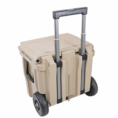 Xspec 45 Quart Towable Roto Molded Ice Chest Outdoor Cooler with Wheels, Sand Perspective: back