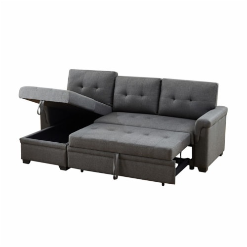 Hunter Dark Gray Fabric Reversible Sleeper Sectional Sofa with