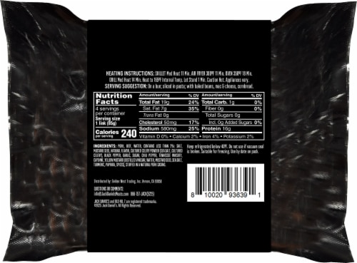 Jack Daniel's® Texas Style Smokehouse Smoked Pork & Beef Sausage Links Perspective: back