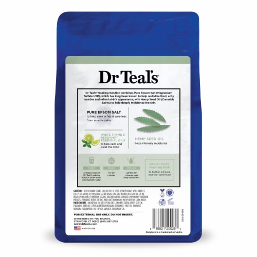 Dr Teal's® Hemp Seed Oil Pure Epsom Salt Bath Soak Perspective: back