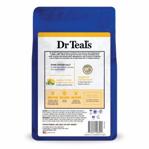 Dr Teal's® Prebiotic Lemon Balm Pure Epsom Salt Soaking Solution Perspective: back