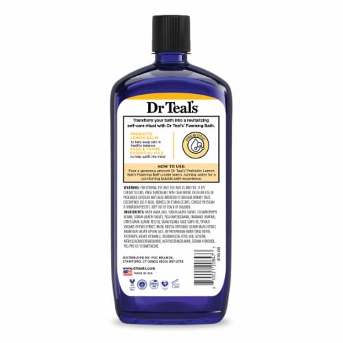 Dr Teal's® Prebiotic Lemon Balm & Essential Oils with Pure Epsom Salt Foaming Bath Perspective: back