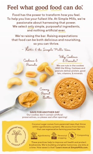 Simple Mills® Creamy Peanut Butter Stuffed Sandwich Cookies Perspective: back