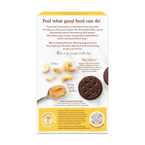 Simple Mills® Cocoa Cashew Creme Nut Butter Stuffed Sandwich Cookies Perspective: back
