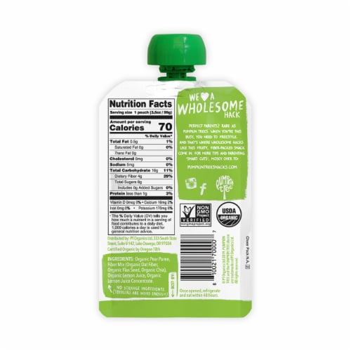 Pumpkin Tree™ Organic Pear + A Squeeze of Lemon Baby Food Perspective: back
