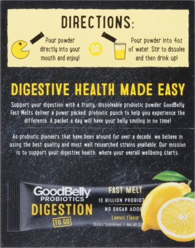 GoodBelly® Probiotic Digestive To Go Lemon Flavor Fast Melts Perspective: back