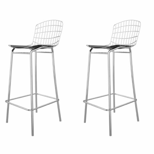 Madeline 41.73   Barstool, Set of 2 with Seat Cushion in Rose Pink Gold and White Perspective: back