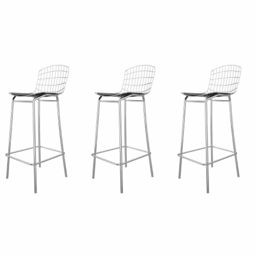 Madeline 41.73  Barstool, Set of 3 with Seat Cushion in Rose Pink Gold and White Perspective: back