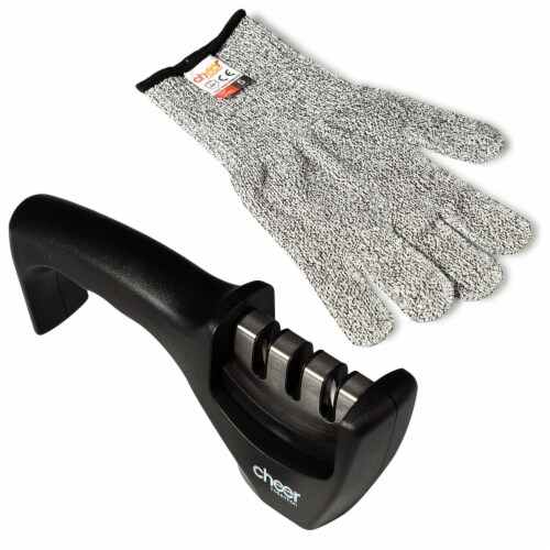 Kitchen Knife Sharpening Tool with Cut-Resistant Glove Included Perspective: back