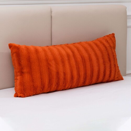Cheer Collection Faux Fur Throw Pillow 18 x 40 Long Decorative Body Pillow 1 Baker s