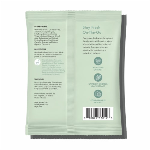 Rael Natural Feminine Wipes Fragrance Free Perspective: back
