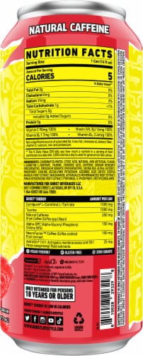 Ghost® Zero Sugar Sour Patch Kids® Redberry® Energy Drink Can Perspective: back