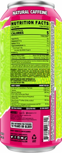 Ghost® Zero Sugar Warheads® Watermelon Energy Drink Can Perspective: back
