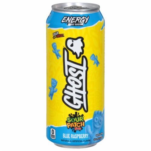 Ghost® Zero Sugar Sour Patch Kids Blue Raspberry Energy Drink Can Perspective: back