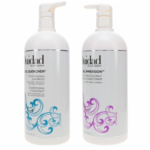Ouidad Curl Quencher Moisturizing Shampoo 33.8oz & Curl Immersion Low-Lather Coconut Cleansin Perspective: back