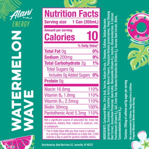 Alani Nu Watermelon Wave Energy Drink Can Perspective: back
