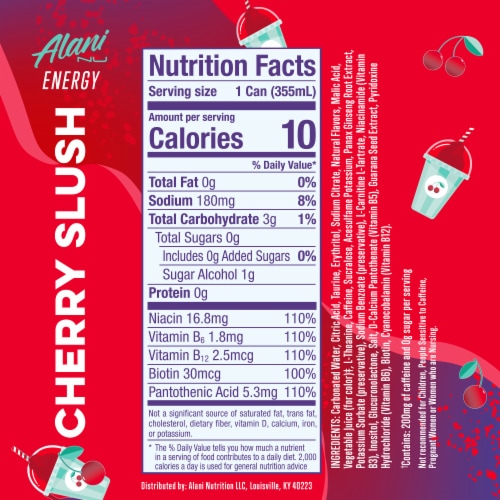 Alani NU Cherry Slush Energy Drink Multipack Cans Perspective: back
