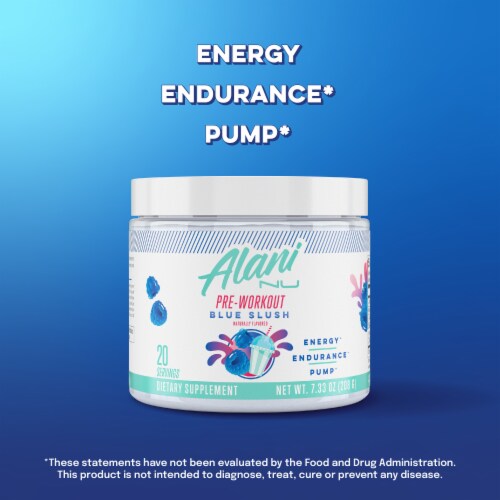 Alani Nu Blue Slush Pre-Workout Perspective: back