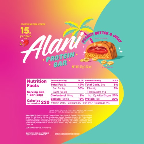 Alani Nu Peanut Butter & Jelly Protein Bar Perspective: back