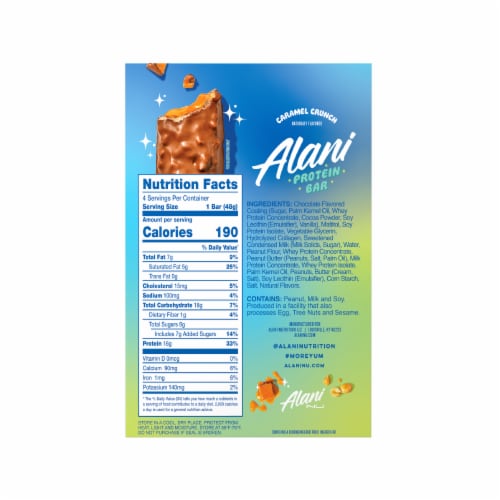 Alani Nu Caramel Crunch Protein Bars Perspective: back