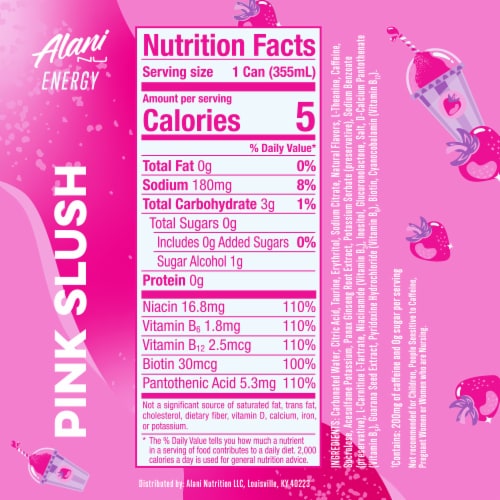 Alani Nu Pink Slush Energy Drink Can Perspective: back