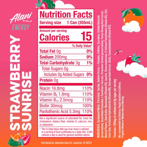 Alani Nu Strawberry Sunrise Energy Drink Can Perspective: back