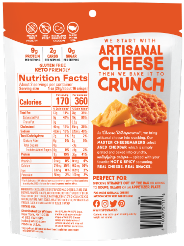 Whisps Hot & Spicy Cheese Crisps Perspective: back