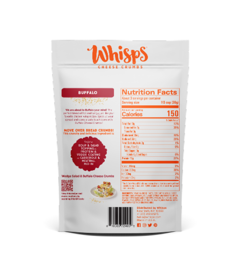 Whisps® Buffalo Cheese Crumbs Crunchy Cheese Seasoning Perspective: back