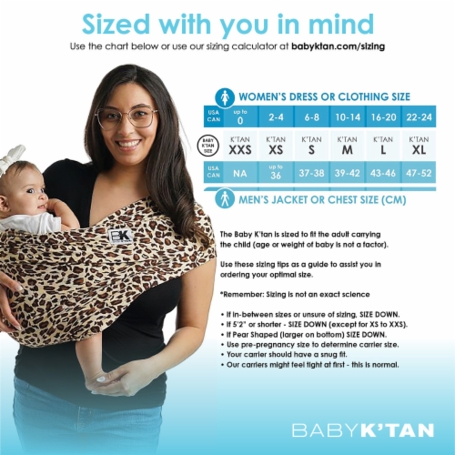 Baby K'tan Pre-Wrapped Ready To Wear Baby Carrier: Print Leopard Love Brown S Perspective: back