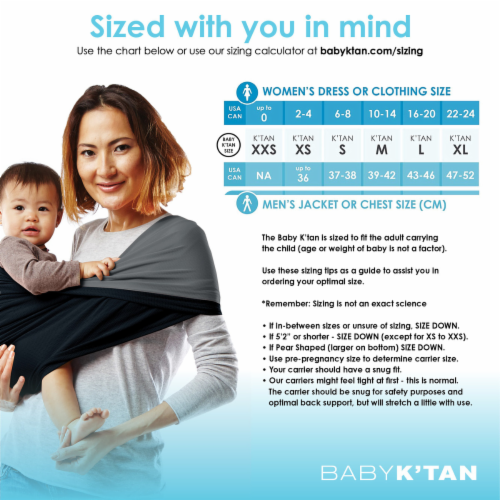 Baby K'tan Pre-Wrapped Ready To Wear Baby Carrier: Active Oasis Black & Grey XS Perspective: back