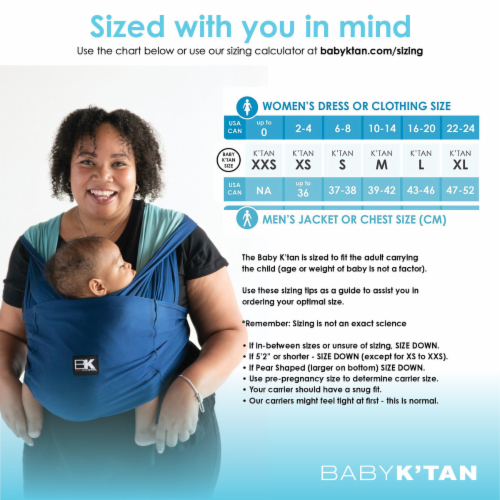 Baby K'tan Pre-Wrapped Ready To Wear Baby Carrier: Active Oasis Turquoise & Blue Small Perspective: back